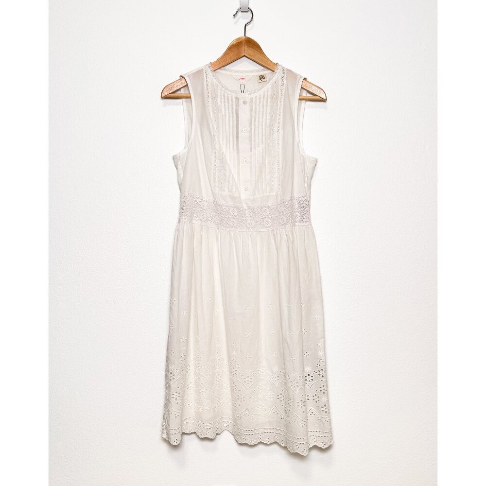 NWT Levis White Eyelet Dress Women's Size Small Sleeveless Cotton